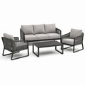 Zestaw ogrodowy aluminiowy z poliestrem ciemnoszary 4-osobowy