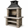 Grill ogrodowy z kamienia i metalu, szaro-czarny, 200x60x45 cm