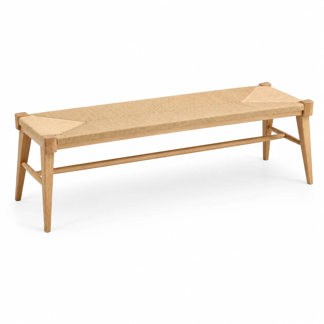 Ławka drewniana z siedziskiem rattanowym 120x40x45 cm