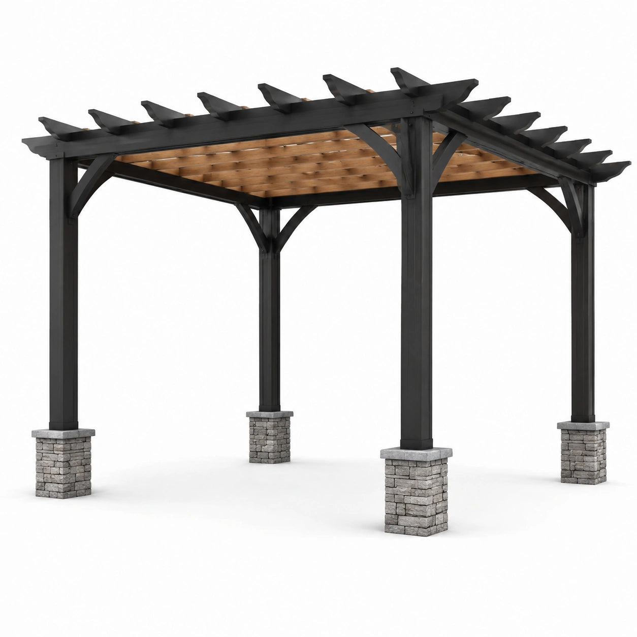 Pergola drewniana i metalowa czarny/brązowy 300x400 cm