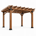 Drewniana pergola z modrzewiu z metalowymi wzmocnieniami 400x300x250 cm